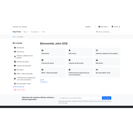 Module d'accès principal au compte client depuis le back-office