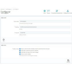 Exemple de configuration du module de notifications de commandes dans Telegram
