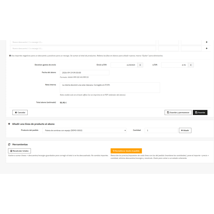 Editar facturas rectificativas (abonos) en PrestaShop