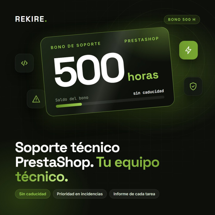Suporte para Prestashop 500 - Rekire à sua equipe de desenvolvimento