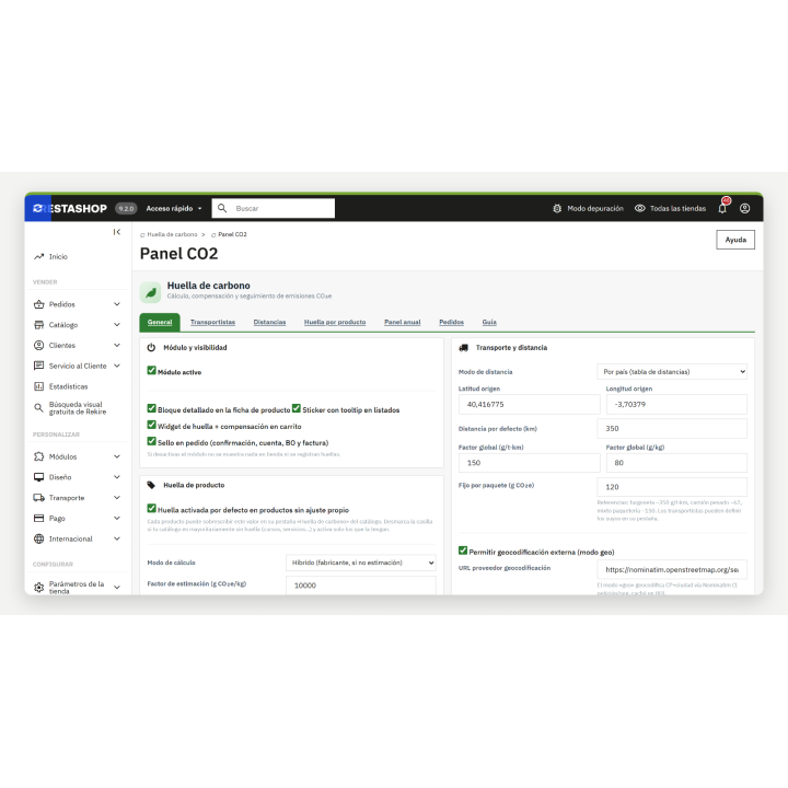 RKR CO2-Fußabdruck – CO₂e und Kompensation in PrestaShop