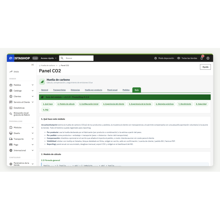 RKR CO2-Fußabdruck – CO₂e und Kompensation in PrestaShop