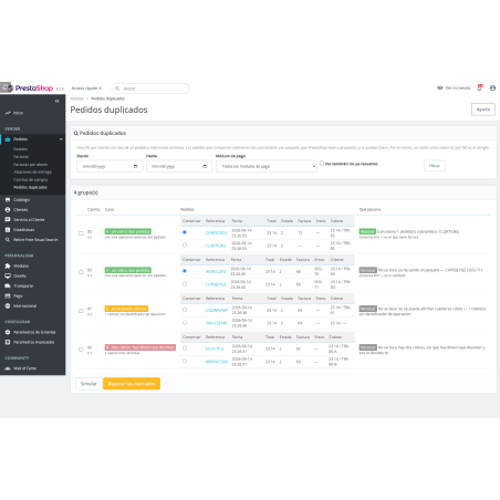 Module de protection des commandes - empêche les commandes en double et les factures ou paiements en double.
