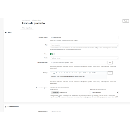 Módulo emails recordatorios y avisos