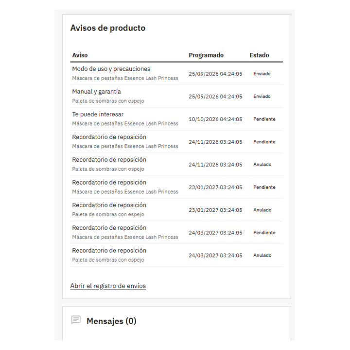 Avisos por correo tras la compra para PrestaShop: manuales y recordatorios
