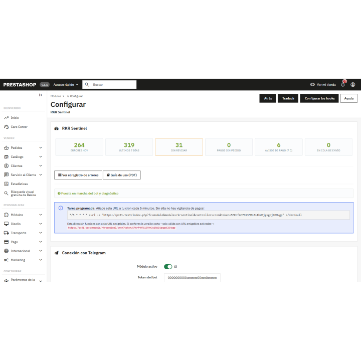 RKR Sentinel: avisos de errores y pagos por Telegram