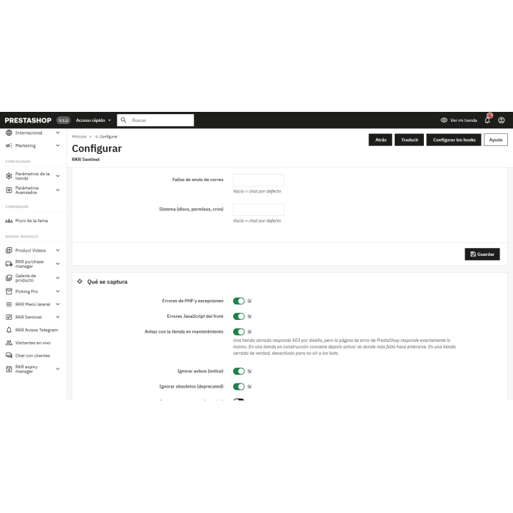 RKR Sentinel: avisos de errores y pagos por Telegram