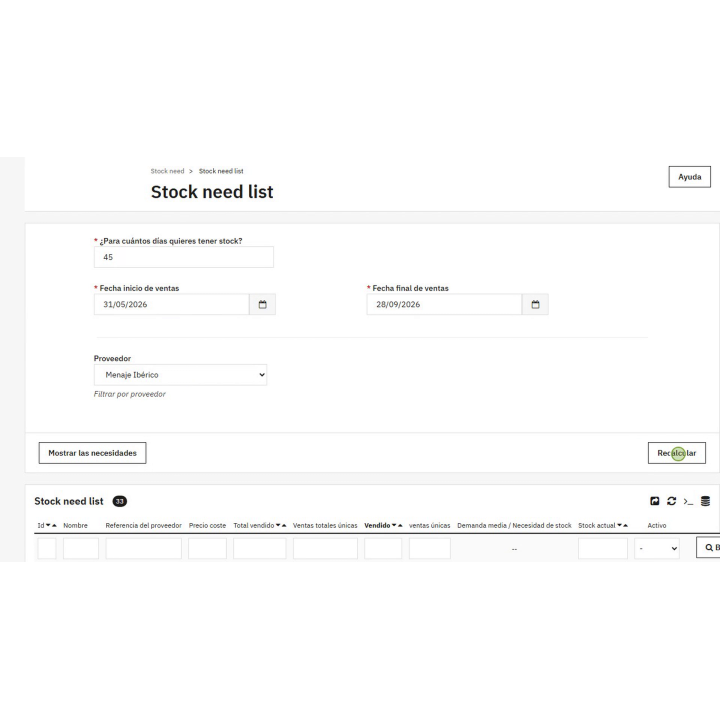 Berechnung des Lagerbedarfs für PrestaShop