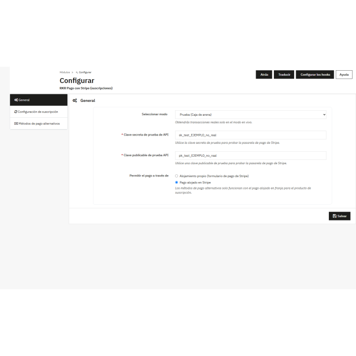 Module de paiement Stripe dans l'abonnement