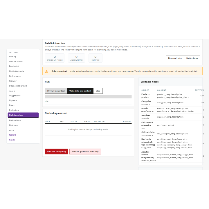 Collegamenti interni SEO semplificati: collegamento interno di PrestaShop