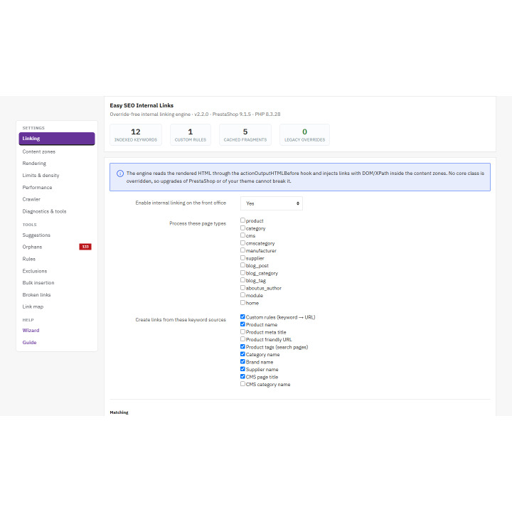 Easy SEO Internal Links: PrestaShop internal linking