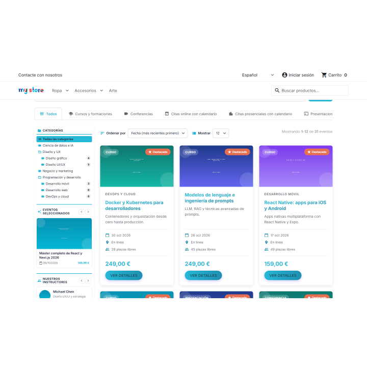 RKR Events Suite: corsi e prenotazioni in PrestaShop