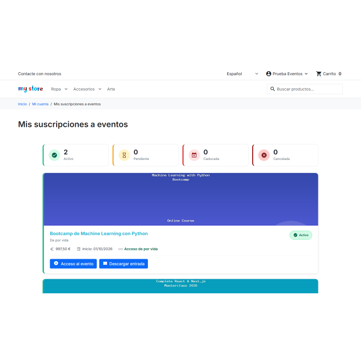 Suite RKR Events : cours et réservations dans PrestaShop