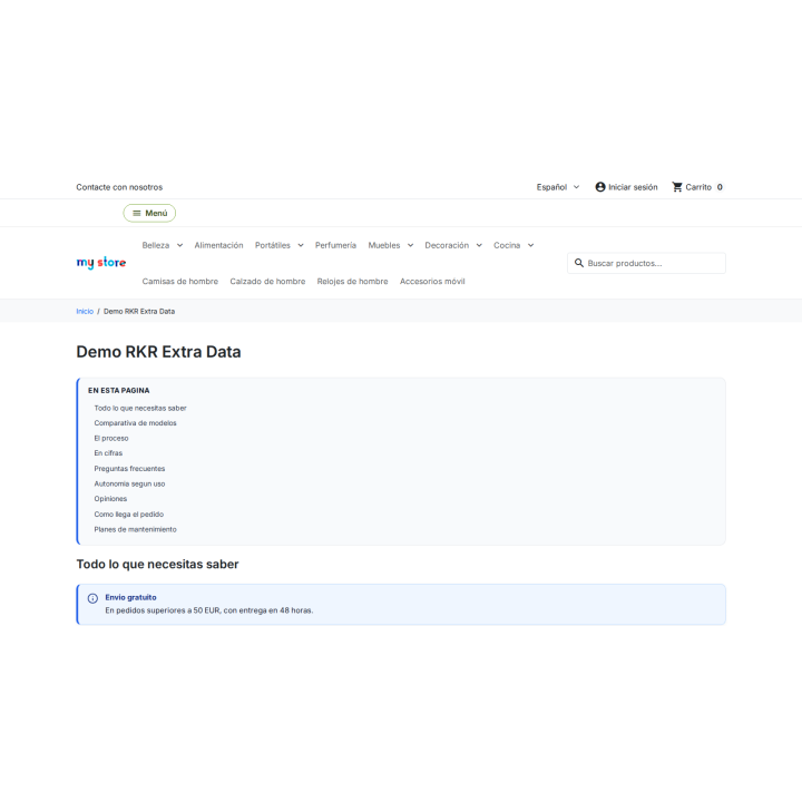 Données supplémentaires RKR : onglets, FAQ et graphiques pour PrestaShop
