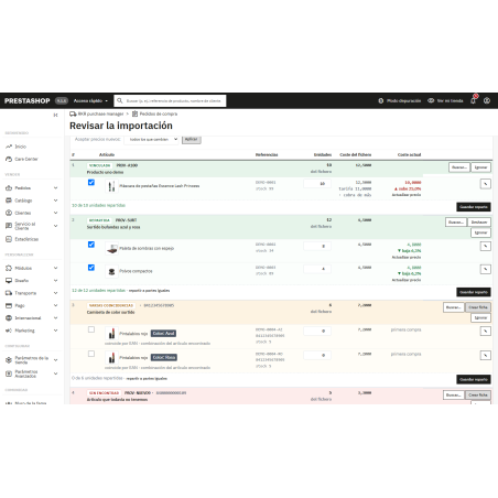 RKR Purchase Manager — Compras, tarifas de proveedor y coste real