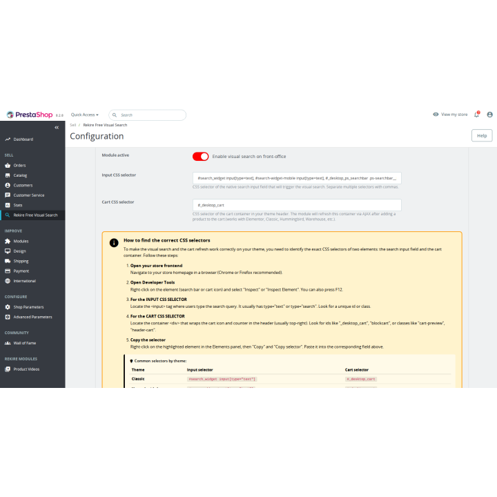 Buscador PrestaShop a pantalla completa, sin cuotas