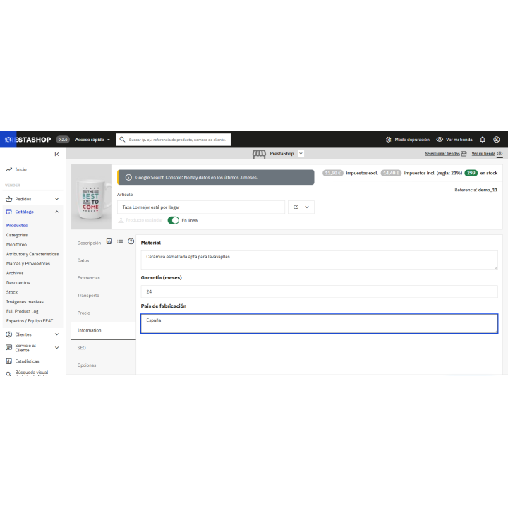 Zusätzliche Felder in PrestaShop-Produkten und -Kombinationen
