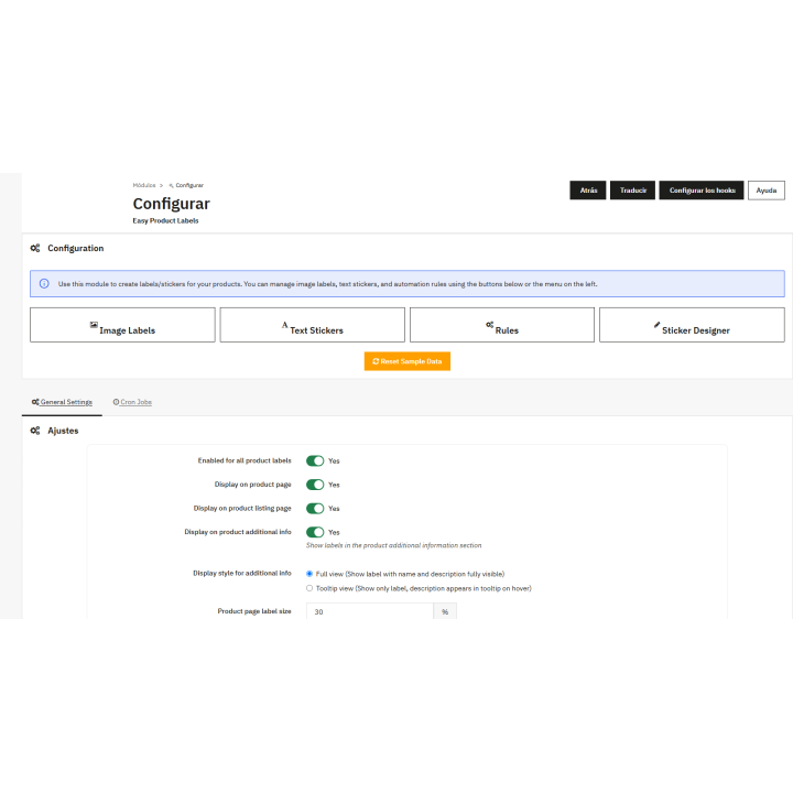 módulo de etiquetas easyproduct