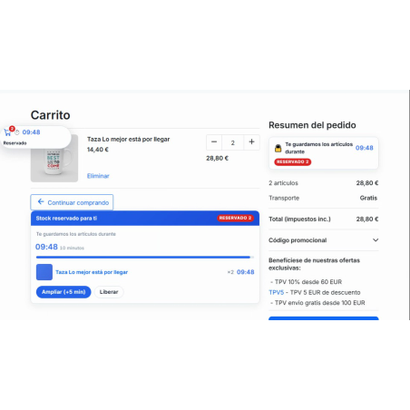 Prenotazione stock RKR nel carrello: conto alla rovescia per PrestaShop
