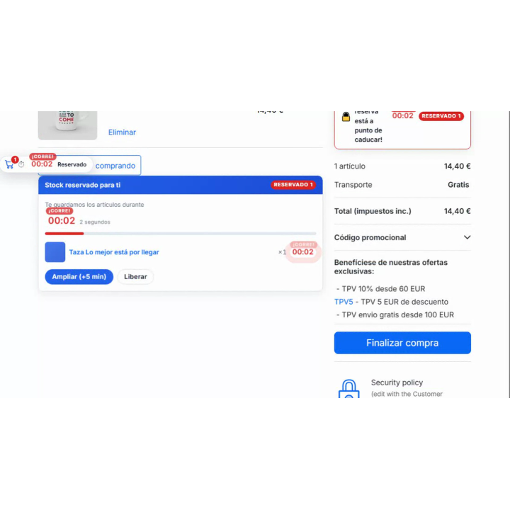 Réservation de stock dans le panier d'achat pour PrestaShop